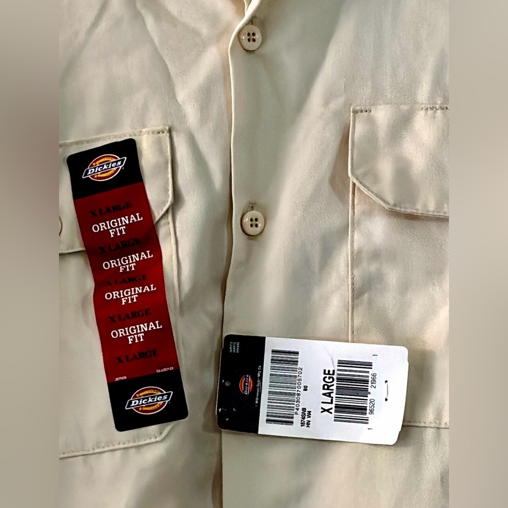 Dickies Men’s Short Sleeve Work Shirt in Ivory Size XL - Picture 3 of 7